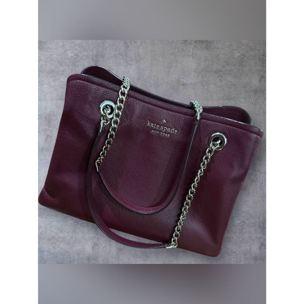 Kate Spade New York Jordyn Medium Chain Handle Tote Shoulder Bag Burgundy
